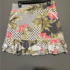 Floral Polka Dot Ruffle Skirt